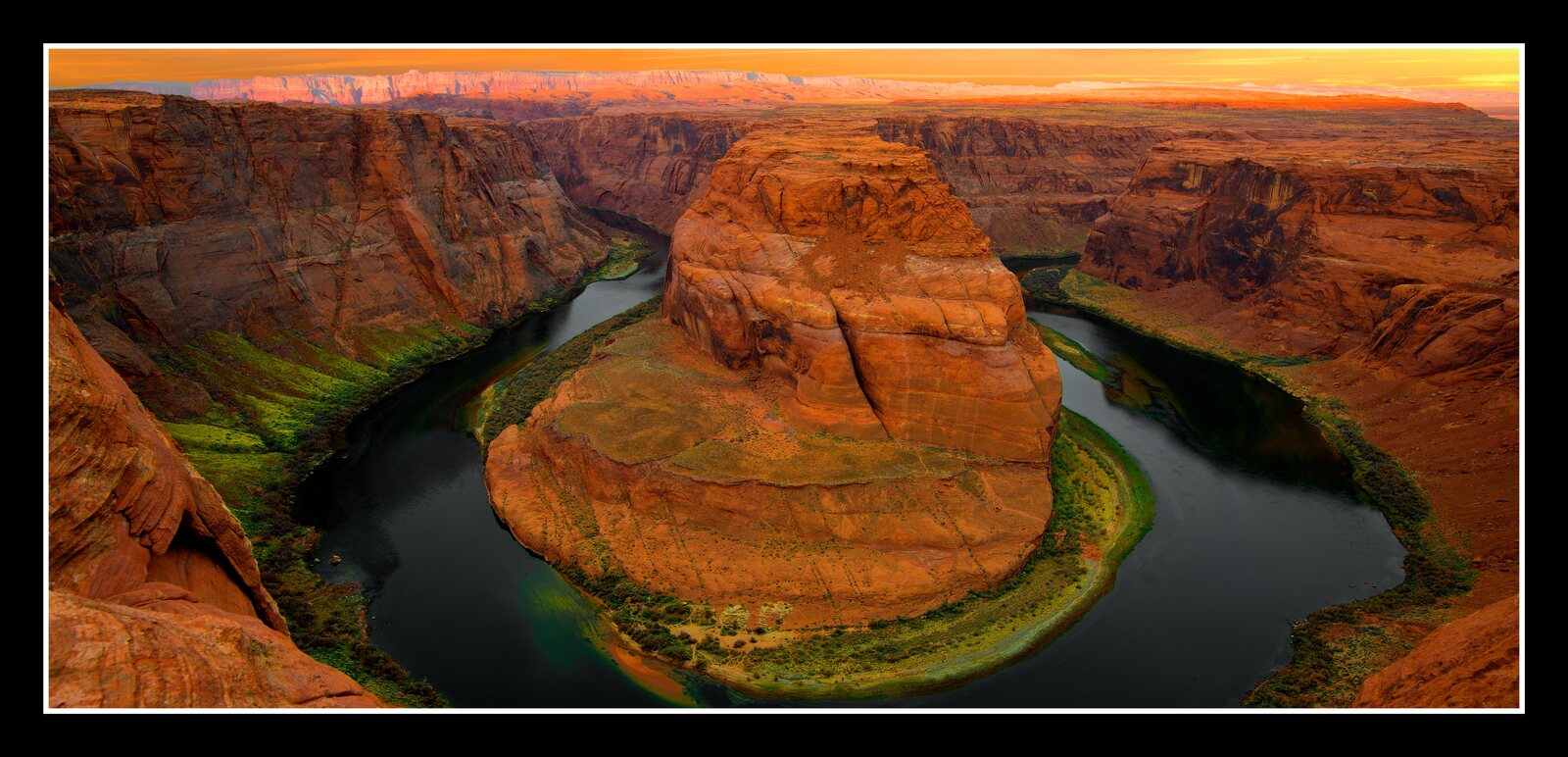 Horseshoe Bend panorama with its thin white border and black mat