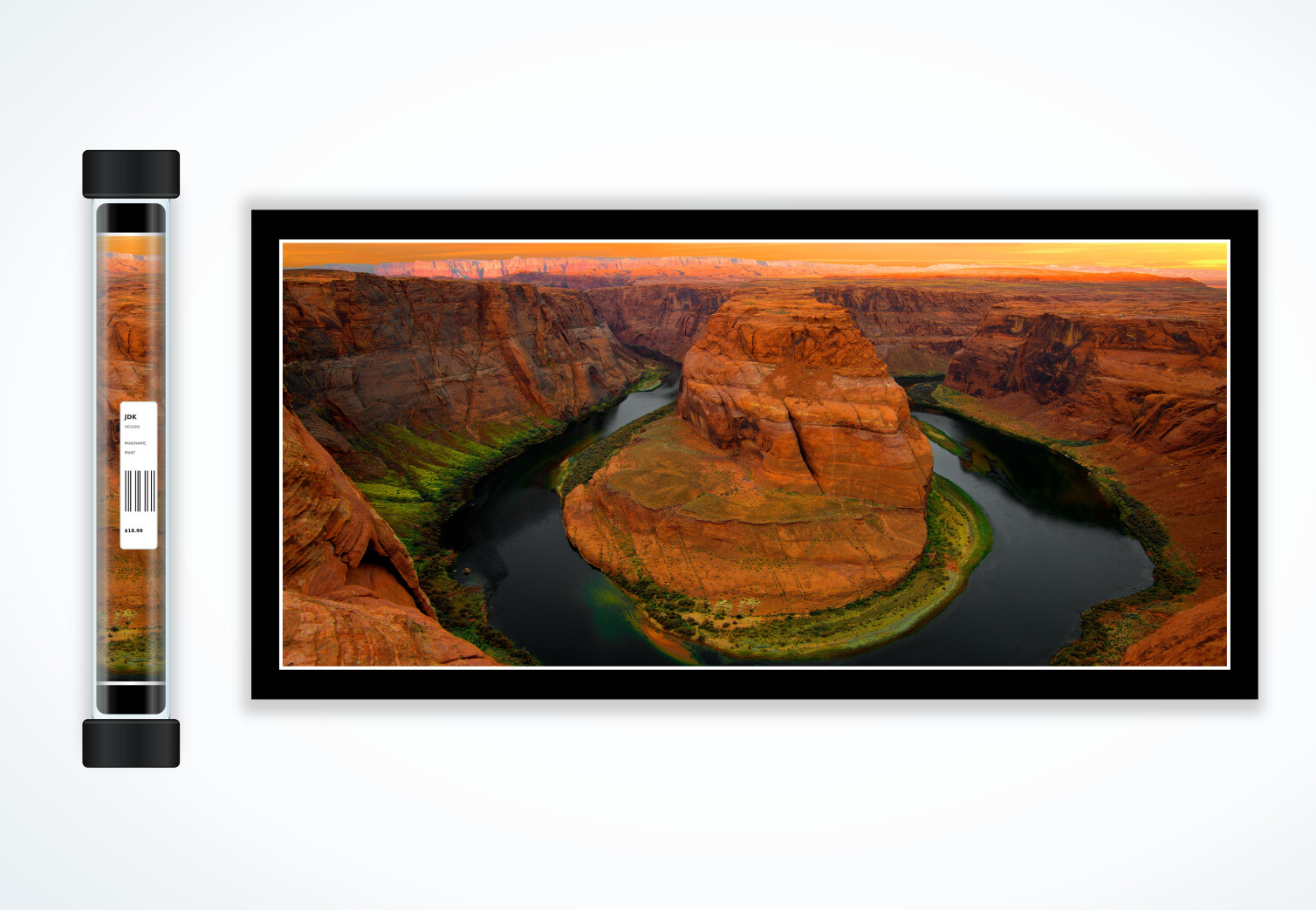Horseshoe Bend print with clear storage tube