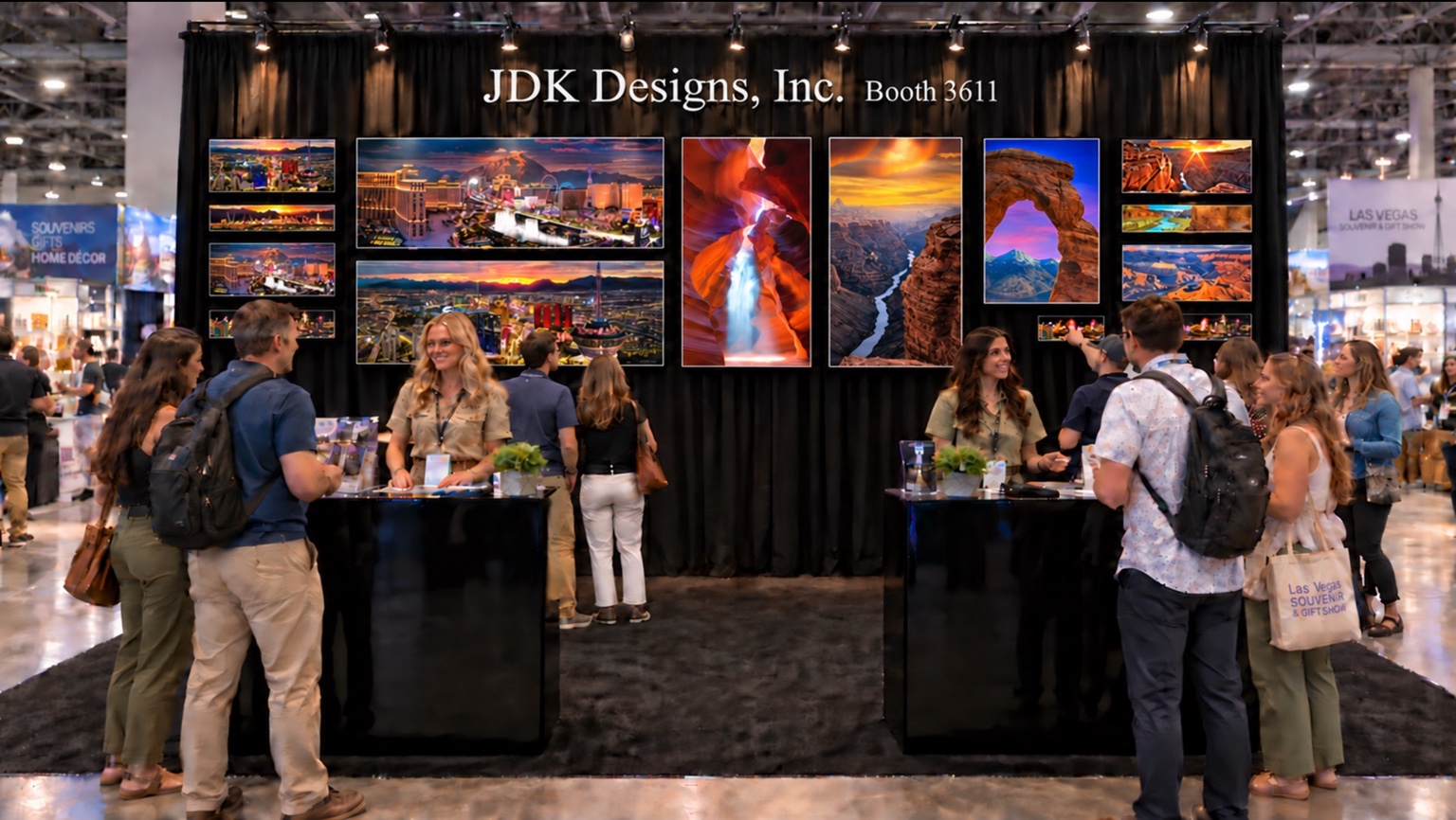 JDK Designs display concept featuring panoramic Las Vegas and Grand Circle prints