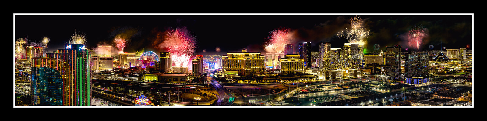 New Year 2025 Las Vegas panorama, flat print without tube