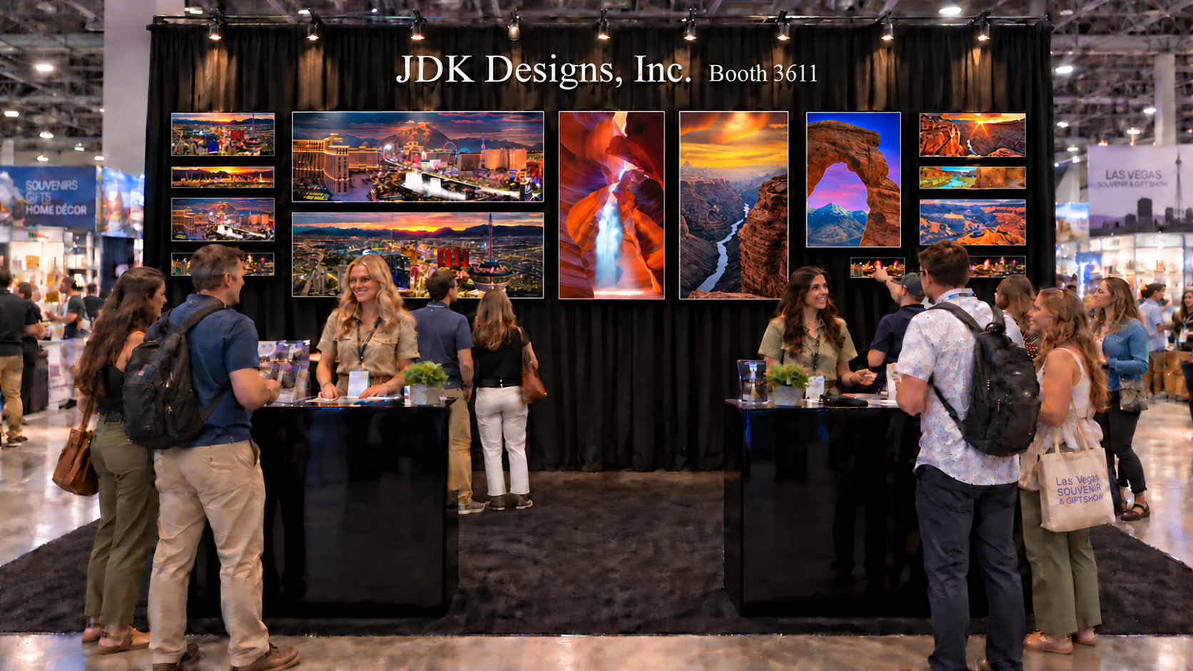 JDK Designs booth with panoramic photographs at the Las Vegas Souvenir and Gift Show